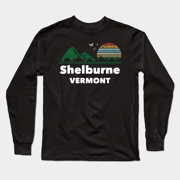 Mountain Sunset Flying Birds Outdoor Shelburne Vermont Long Sleeve T-Shirt by greenrepublicmerch